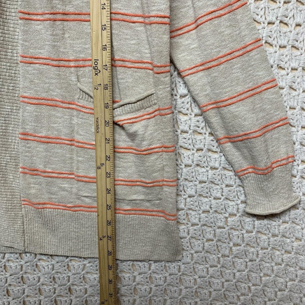 Madewell Cardigan Women's Size L Bradley Sweater Textured Stripe Pockets Beige - Picture 3 of 8